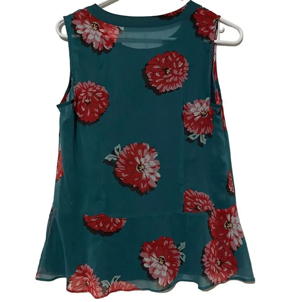 Cabi Blushing Blouse Floral Peplum Tank Size S